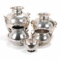 38-FIVE PERUVIAN SILVER VASES, MID 20TH CENTURY. 