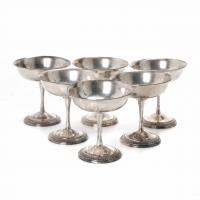 15-SET OF SIX CAVA GLASSES IN PERUVIAN SILVER, SECOND HALF OF THE 20TH CENTURY.