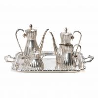 30-PERUVIAN SILVER TEA AND COFFEE SET, SECOND HALF OF THE 20TH CENTURY. 