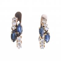 198-GOLD, SAPPHIRES AND DIAMONDS EARRINGS.