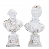 611-"LOUIS XVI AND MARIE ANTOINETTE", SÈVRES STYLE FIGURES, MID 20TH CENTURY.