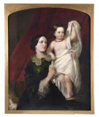 643-ENGLISH SCHOOL, MID 19TH CENTURY. GEORGE HAYTER'S CIRCLE "MOTHER WITH CHILD". 