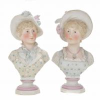 607-"GIRLS", PAIR OF SÉVRES-STYLE FRENCH BUSTS.