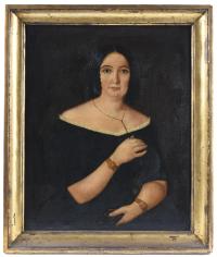 805-ESCUELA ESPAÑOLA, SIGLO XIX. "RETRATO DE UNA JOVEN". 