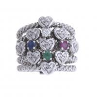 216-WHITE GOLD RING WITH DIAMONDS AND GEMSTONES.