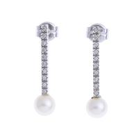 202-WHITE GOLD, DIAMONDS AND PEARL EARRINGS.