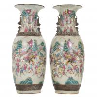 207-PAIR OF CHINESE NANJING VASES, LATE 19TH CENTURY.