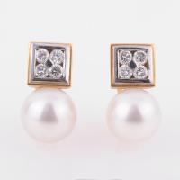 14-PEARLS AND DIAMONDS YOU AND ME EARRINGS.