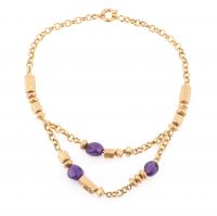 50-ETHNIC STYLE NECKLACE IN YELLOW GOLD WITH AMETHYSTS.