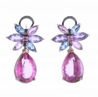 184-AMETHYST FLORAL EARRINGS.