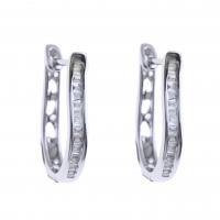 183-BAGUETTTE CUT DIAMONDS CREOLE EARRINGS.