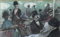679-ALFRED OPISSO CARDONA (1907-1980). "ESCENA EN UN CAFÉ". 
