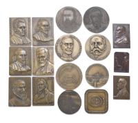23075-LOTE DE DIECISIETE MEDALLONES Y PLACAS CONMEMORATIVOS DEDICADOS A TEMAS MEDICINALES, SEGUNDA MITAD SIGLO XX.