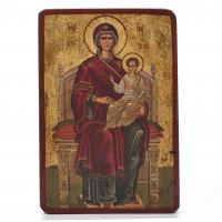 300-20TH CENTURY RUSSIAN SCHOOL. ENTHRONED MADONNA AND CHILD.