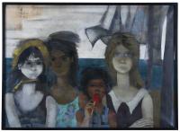 723-RAMÓN AGUILAR MORE (1924-2015). "GIRLS IN FRONT OF THE SEA". 