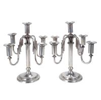 13-PAIR OF ART DECO STYLE CANDELABRA IN SILVER, MID 20TH CENTURY.