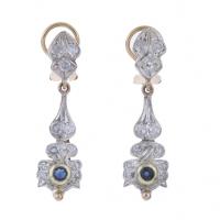 139-LONG EARRINGS IN TWO-TONE GOLD, DIAMONDS AND SAPPHIRES.