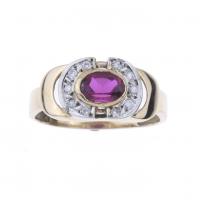 66-RING IN YELLOW GOLD WITH DIAMONDS AND TOURMALINE.