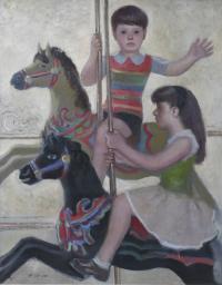 742-ALFRED OPISSO CARDONA (1907-1980). "CHILDREN ON A MERRY-GO-ROUND". 