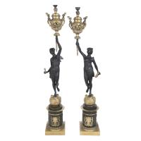 312-PAIR OF LARGE FRENCH TABLE CANDLESTICKS, 19TH CENTURY.