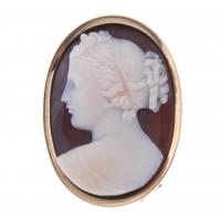 27-LADY'S CAMEO BROOCH WITH PIN AND PENDANT, 19TH CENTURY.