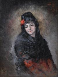773-BENITO BELLI (SECOND HALF 19TH CENTURY). "YOUNG WOMAN WITH A MANTILLA", 1883.