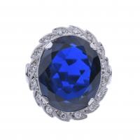 39-GOLD RING WITH DIAMONDS AND SAPPHIRE SIMILE.