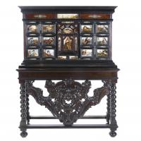 487-AFTER 17TH CENTURY NEAPOLITAN MODELS. WRITING DESK WITH STAND, 19TH CENTURY.