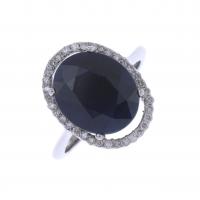 59-WHITE GOLD RING WITH DIAMONDS AND SAPPHIRE.