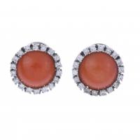 149-WHITE GOLD EARRINGS WITH CORAL AND DIAMONDS.