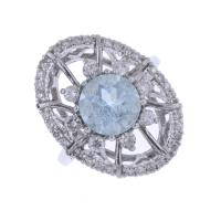 62-WHITE GOLD RING WITH DIAMONDS AND TOPAZ.