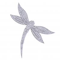 187-WHITE GOLD AND DIAMONDS DRAGONFLY BROOCH.