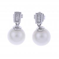 161-WHITE GOLD EARRINGS WITH DIAMONDS AND PEARLS.