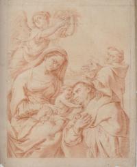 575-18TH CENTURY ITALIAN SCHOOL "MADONNA WITH CHILD WITH SAINT DOMINIC AND SAINT VINCENT FERRER".