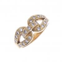 77-YELLOW GOLD BOW RING WITH DIAMONDS.