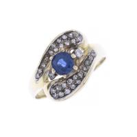 50-YELLOW GOLD RING WITH SAPPHIRE AND DIAMONDS.