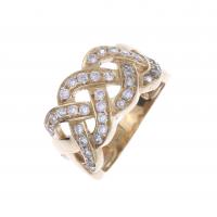 71-YELLOW GOLD AND DIAMONDS INTERTWINED RING.