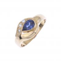 19-YELLOW GOLD RING WITH TANZANITE AND DIAMONDS.