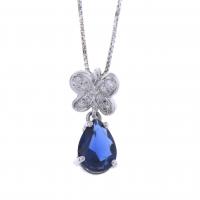 105-CHAIN WITH PENDANT IN WHITE GOLD WITH SAPPHIRE.