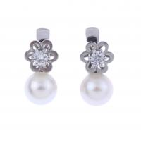 164-YOU AND ME EARRINGS WITH PEARLS AND DIAMONDS.
