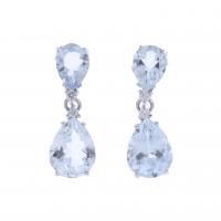130-WHITE GOLD EARRINGS WITH AQUAMARINE AND DIAMONDS.