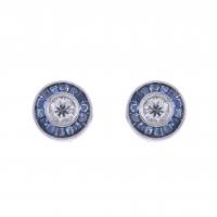 170-PLATINUM BUTTON EARRINGS WITH DIAMONDS AND SAPPHIRES.
