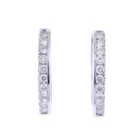 136-WHITE GOLD AND DIAMONDS CREOLE EARRINGS.