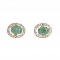 134-YELLOW GOLD EARRINGS WITH EMERALDS.