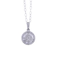 94-CHAIN WITH ROSETTE PENDANT IN WHITE GOLD AND DIAMONDS.