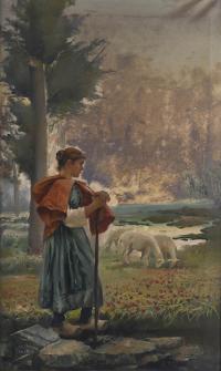 664-CRISTÒFOR ALANDI (1856-1896). "SHEPHERDESS".