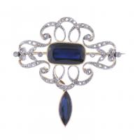 182-BELLE ÉPOQUE STYLE BROOCH IN TWO-TONE GOLD WITH DIAMONDS.