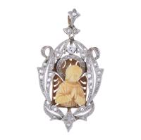 97-COLGANTE MEDALLA EN ORO BICOLOR CON DIAMANTES.