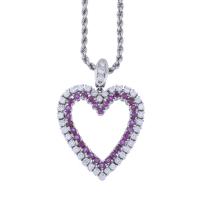 110-NECKLACE WITH DIAMONDS AND RUBIES HEART PENDANT.