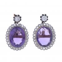 2-TWO-TONE EARRINGS WITH AMETHYSTS.